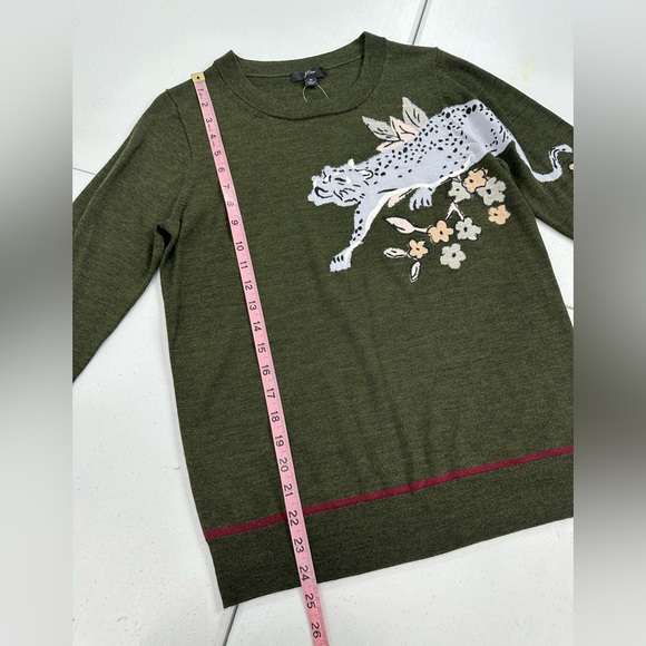 J.Crew Tippi Merino Wool Intarsia Cheetah Sweater Preppy Academia Quiet Luxury M - Picture 6 of 11